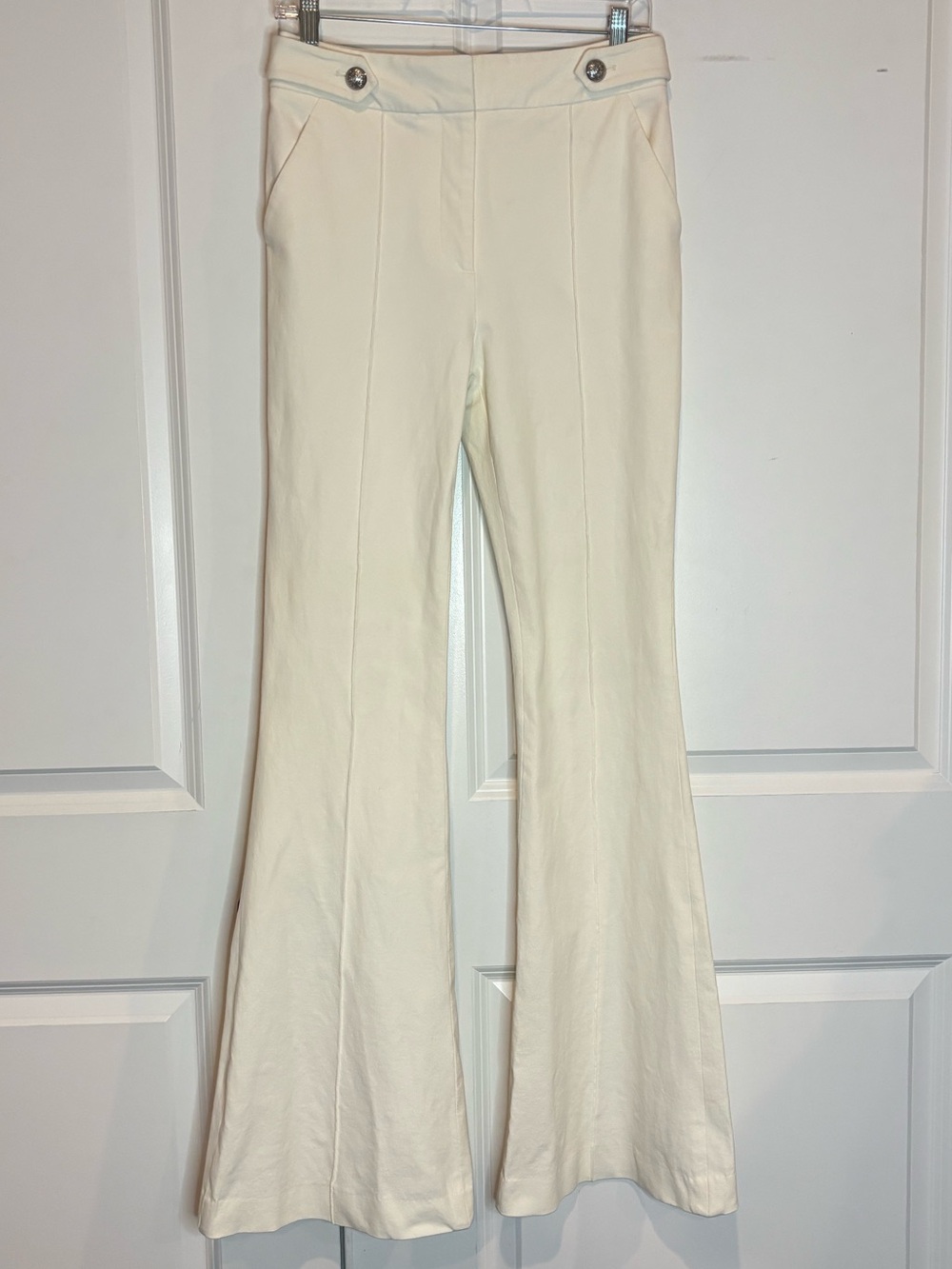 Veronica Beard Cream High-Waist Flare Pants - Picture 2 of 15